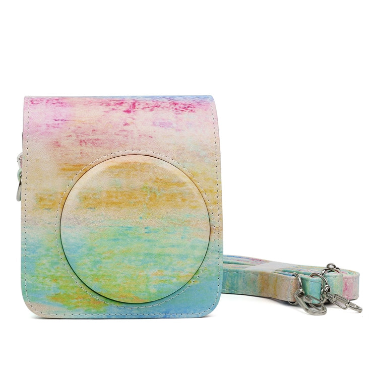Rainbow Oil painting Pattern PU Leather Protective Camera Case Bag For FUJIFILM Instax Mini70 Camera, Rainbow Oil painting