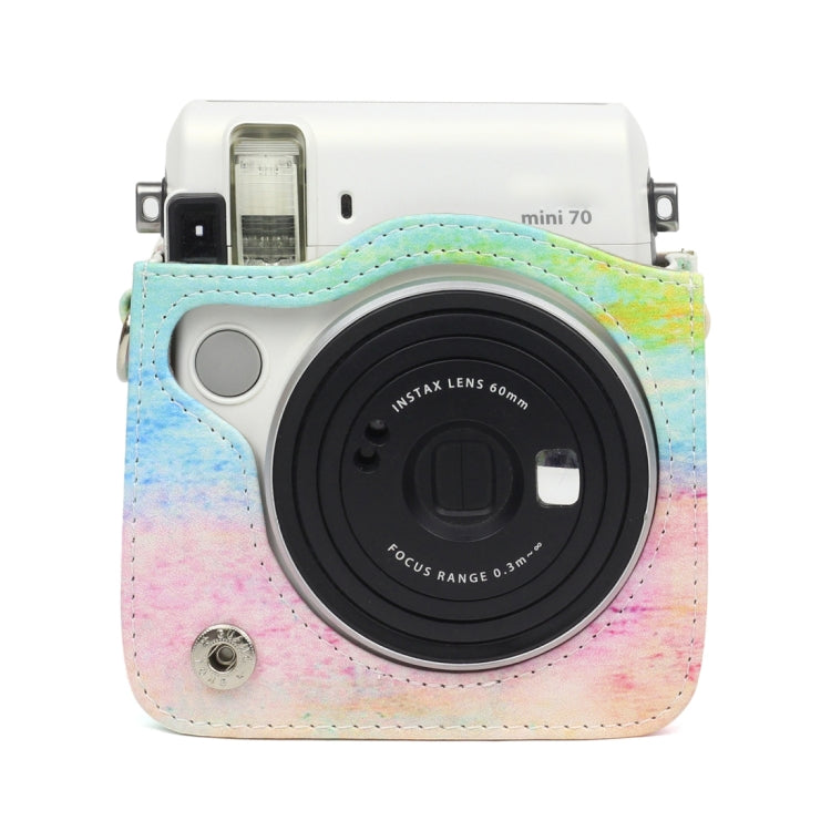 Rainbow Oil painting Pattern PU Leather Protective Camera Case Bag For FUJIFILM Instax Mini70 Camera, Rainbow Oil painting