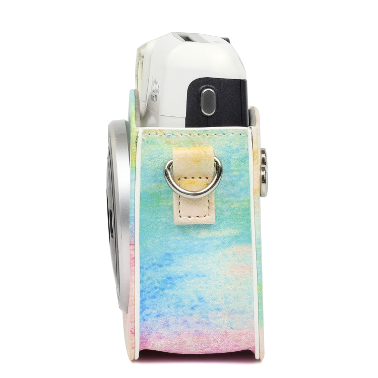 Rainbow Oil painting Pattern PU Leather Protective Camera Case Bag For FUJIFILM Instax Mini70 Camera, Rainbow Oil painting