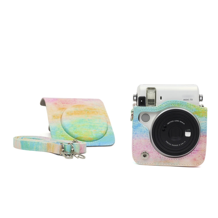 Rainbow Oil painting Pattern PU Leather Protective Camera Case Bag For FUJIFILM Instax Mini70 Camera, Rainbow Oil painting