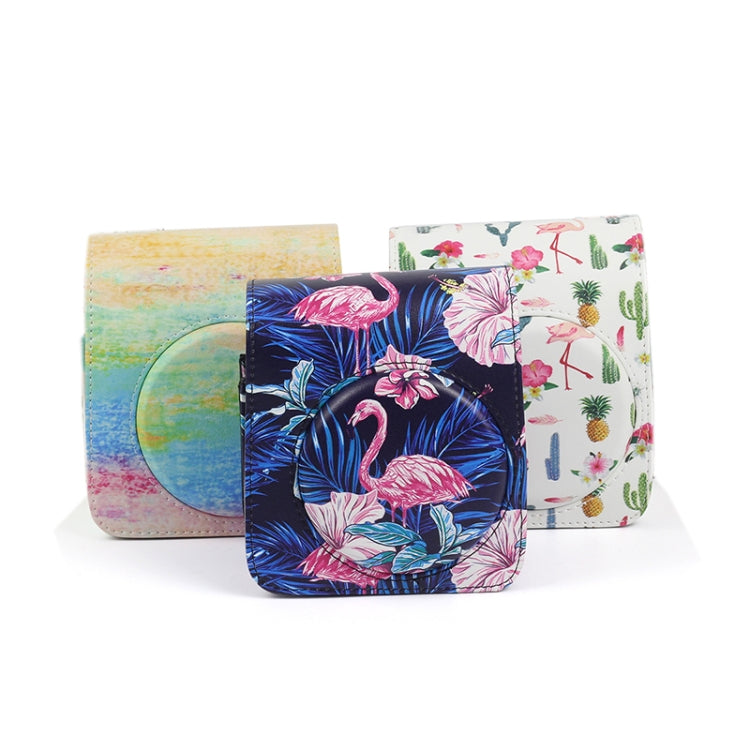 Rainbow Oil painting Pattern PU Leather Protective Camera Case Bag For FUJIFILM Instax Mini70 Camera, Rainbow Oil painting