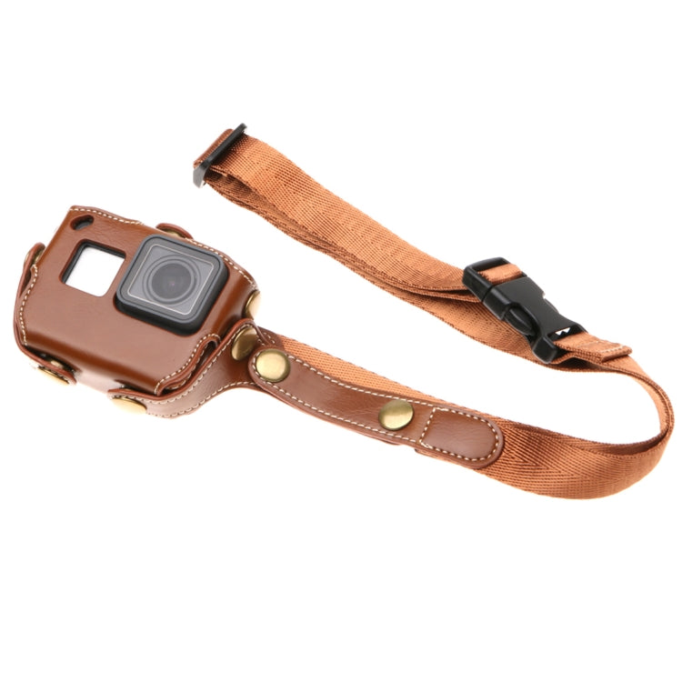 For GoPro HERO7 Black /6 /5  PU Leather Housing Case with Neck Strap & Buttons, PU Leather (Brown), PU Leather (Coffee), PU Leather (Black)