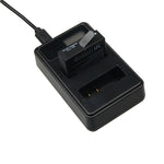 LCD Screen Dual Batteries Charger with USB Cable for Xiaoyi 4K Sport Camera, Displays Charging Capacity (XM47), LCD Screen Battery Charger