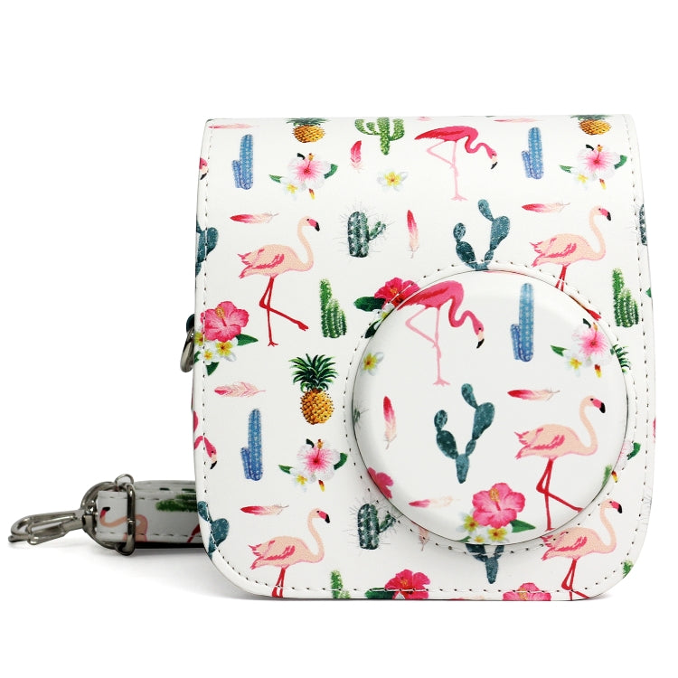 Flamingo Cactus Pattern PU Leather Protective Camera Case Bag For FUJIFILM Instax Mini 7S / 7C Camera, Flamingo Cactus