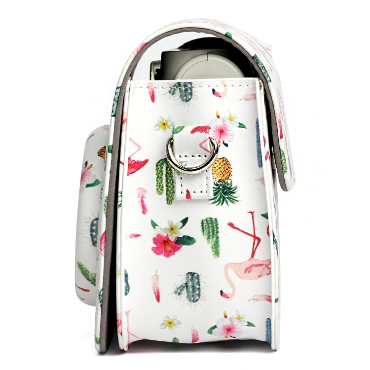 Flamingo Cactus Pattern PU Leather Protective Camera Case Bag For FUJIFILM Instax Mini 7S / 7C Camera, Flamingo Cactus