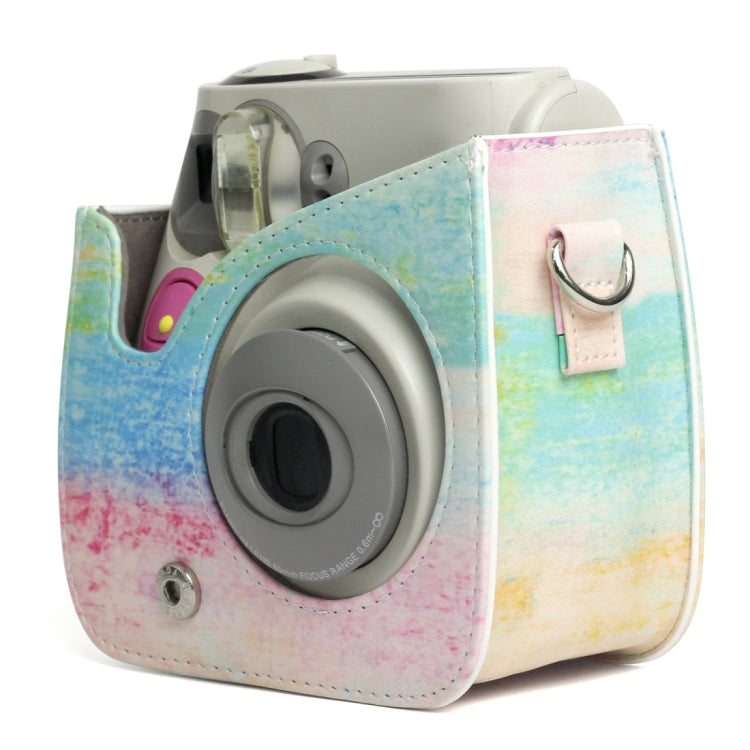 Rainbow Oil painting Pattern PU Leather Protective Camera Case Bag For FUJIFILM Instax Mini 7S / 7C Camera, Rainbow Oil