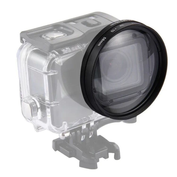فلتر عدسة تقريب 10X 2 في 1 بحجم 58 مم لكاميرا GoPro HERO7 Black/6 /5، فلتر عدسة تقريب بحجم 58 مم
