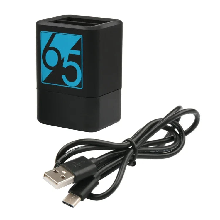 شاحن بطاريتين مع كابل USB-C / Type-C لكاميرات GoPro HERO6 / 5، شاحن مع كابل TYPE-C