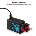 شاحن بطاريتين مع كابل USB-C / Type-C لكاميرات GoPro HERO6 / 5، شاحن مع كابل TYPE-C