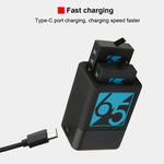 شاحن بطاريتين مع كابل USB-C / Type-C لكاميرات GoPro HERO6 / 5، شاحن مع كابل TYPE-C