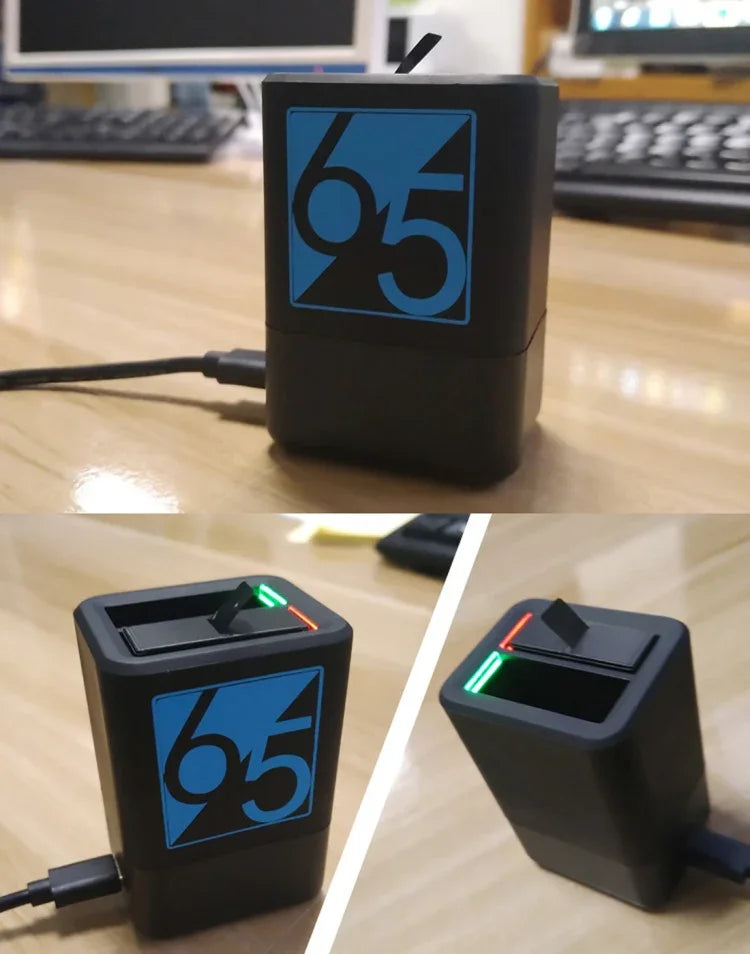 شاحن بطاريتين مع كابل USB-C / Type-C لكاميرات GoPro HERO6 / 5، شاحن مع كابل TYPE-C