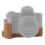 1/4 inch Thread PU Leather Camera Half Case Base for Canon EOS M50 / M50 Mark II, For Canon EOS M50