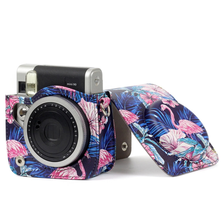 Flamingo Pattern PU Leather Protective Camera Case Bag For FUJIFILM Instax Mini90 Camera, Flamingo