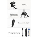 Live Broadcast Tripod 3-Section Folding Legs Aluminum Alloy Tripod Mount with U-Shape Three-Dimensional Tripod Head & Phone Clamp for DSLR & Digital Camera, Adjustable Height: 47.5-133cm, 330A