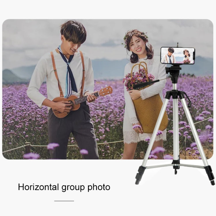 Live Broadcast Tripod 3-Section Folding Legs Aluminum Alloy Tripod Mount with U-Shape Three-Dimensional Tripod Head & Phone Clamp for DSLR & Digital Camera, Adjustable Height: 47.5-133cm, 330A
