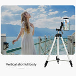 Live Broadcast Tripod 3-Section Folding Legs Aluminum Alloy Tripod Mount with U-Shape Three-Dimensional Tripod Head & Phone Clamp for DSLR & Digital Camera, Adjustable Height: 47.5-133cm, 330A