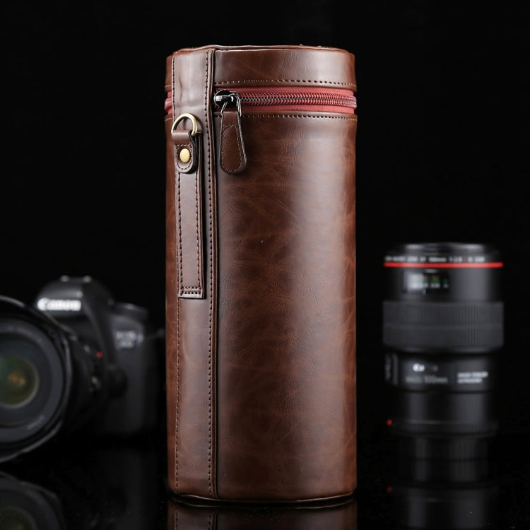 Extra Large Lens Case Zippered PU Leather Pouch Box for DSLR Camera Lens, Size: 24.5*10.5*10.5cm, 24.5 x 10.5cm (Brown), 24.5 x 10.5cm (Coffee), 24.5 x 10.5cm (Black)