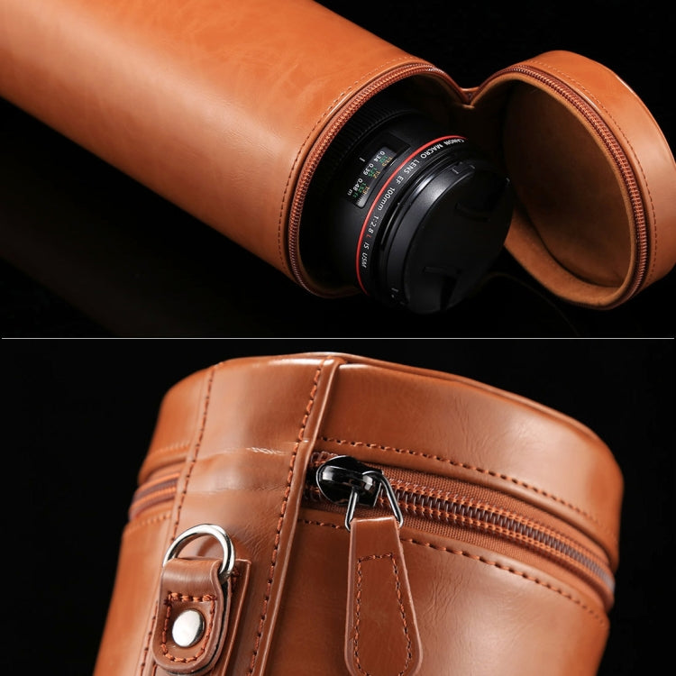 Extra Large Lens Case Zippered PU Leather Pouch Box for DSLR Camera Lens, Size: 24.5*10.5*10.5cm, 24.5 x 10.5cm (Brown), 24.5 x 10.5cm (Coffee), 24.5 x 10.5cm (Black)