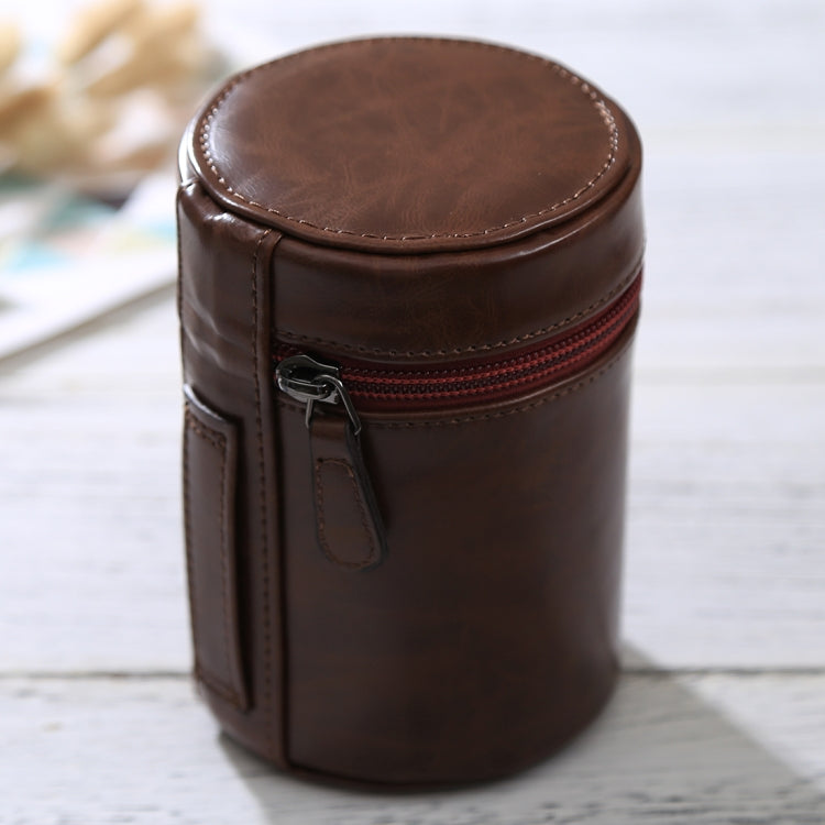 Medium Lens Case Zippered PU Leather Pouch Box for DSLR Camera Lens, Size: 13x9x9cm, 13 x 9cm (Brown), 13 x 9cm (Coffee), 13 x 9cm (Black)