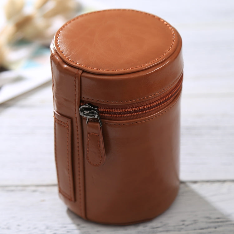 Medium Lens Case Zippered PU Leather Pouch Box for DSLR Camera Lens, Size: 13x9x9cm, 13 x 9cm (Brown), 13 x 9cm (Coffee), 13 x 9cm (Black)