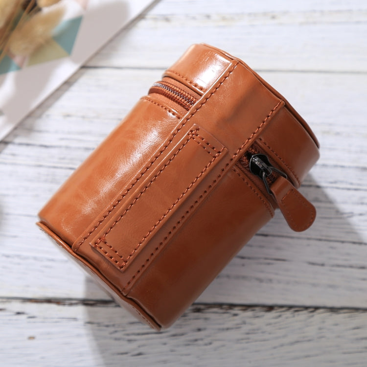 Small Lens Case Zippered PU Leather Pouch Box for DSLR Camera Lens, Size: 11x8x8cm, 11 x 8cm (Brown), 11 x 8cm (Coffee), 11 x 8cm (Black)