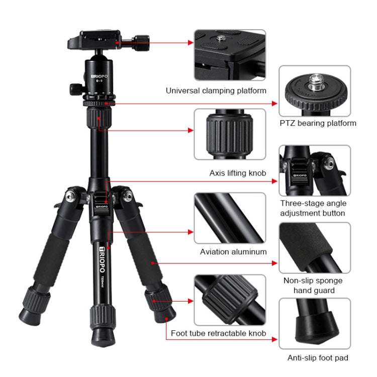 TRIOPO T226 Adjustable Portable  Aluminum Alloy Tripod with D-0 Ball Head for SLR Camera, T226