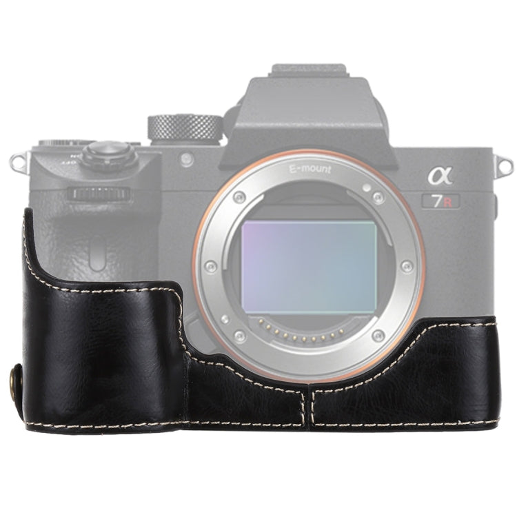 قاعدة نصف غطاء كاميرا من جلد PU بخيط 1/4 بوصة لكاميرا Sony ILCE-A9 / A9 / A7RIII، لـ Sony A9