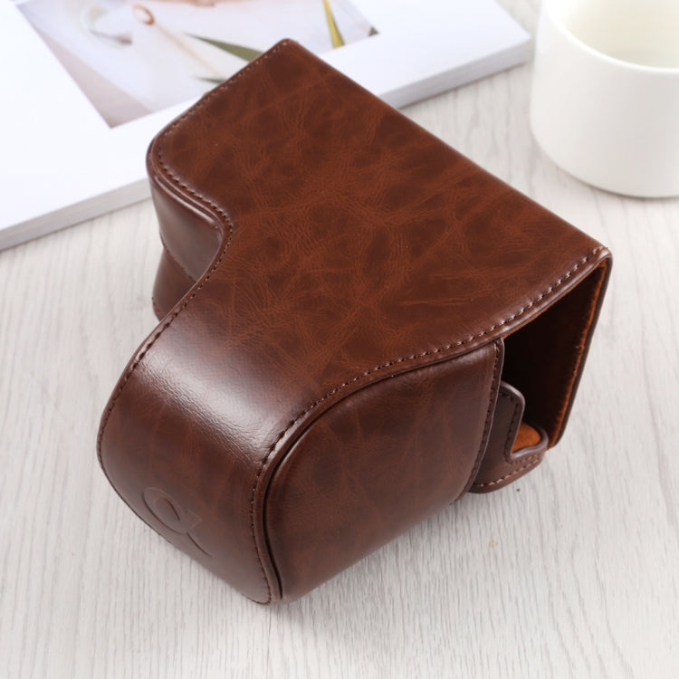 Full Body Camera PU Leather Case Bag with Strap for Sony A6400 / ILCE-A6400, For Sony A6400