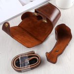 Full Body Camera PU Leather Case Bag with Strap for Sony A6400 / ILCE-A6400, For Sony A6400