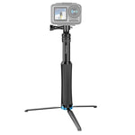 RUIGPRO One-piece Handheld Tripod Selfie Stick Telescopic Monopod Mount for GoPro, Insta360, DJI and Other Action Cameras, Black)