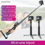 RUIGPRO One-piece Handheld Tripod Selfie Stick Telescopic Monopod Mount for GoPro, Insta360, DJI and Other Action Cameras, Black)