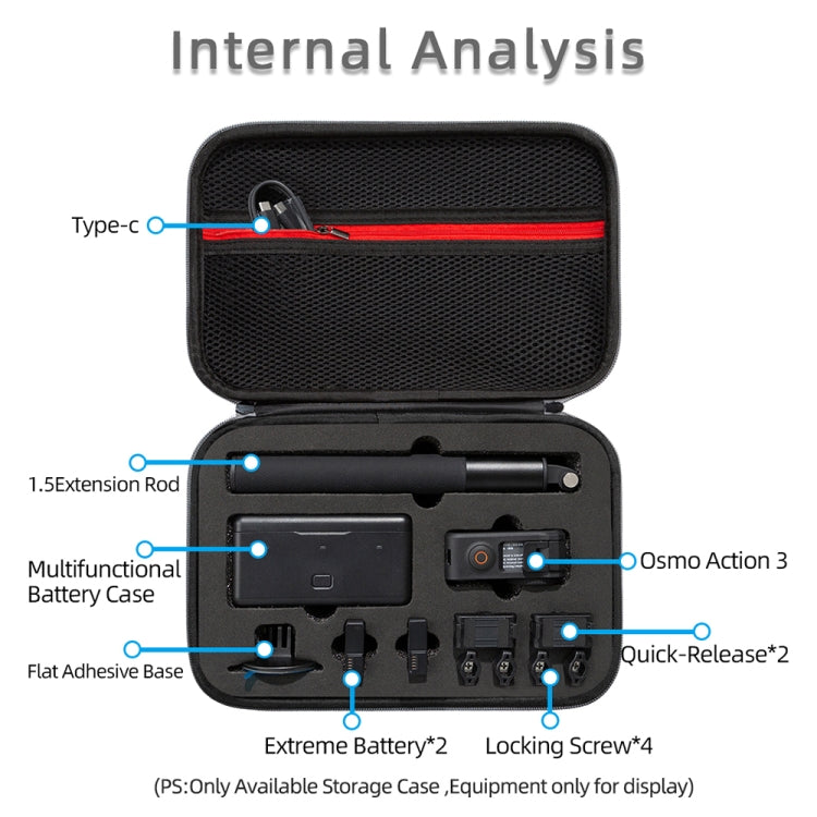 For DJI Osmo Action 3 Carrying Storage Case Bag,Size: 21.5 x 29.5 x 10cm, 21.5 x 29.5 x 10cm