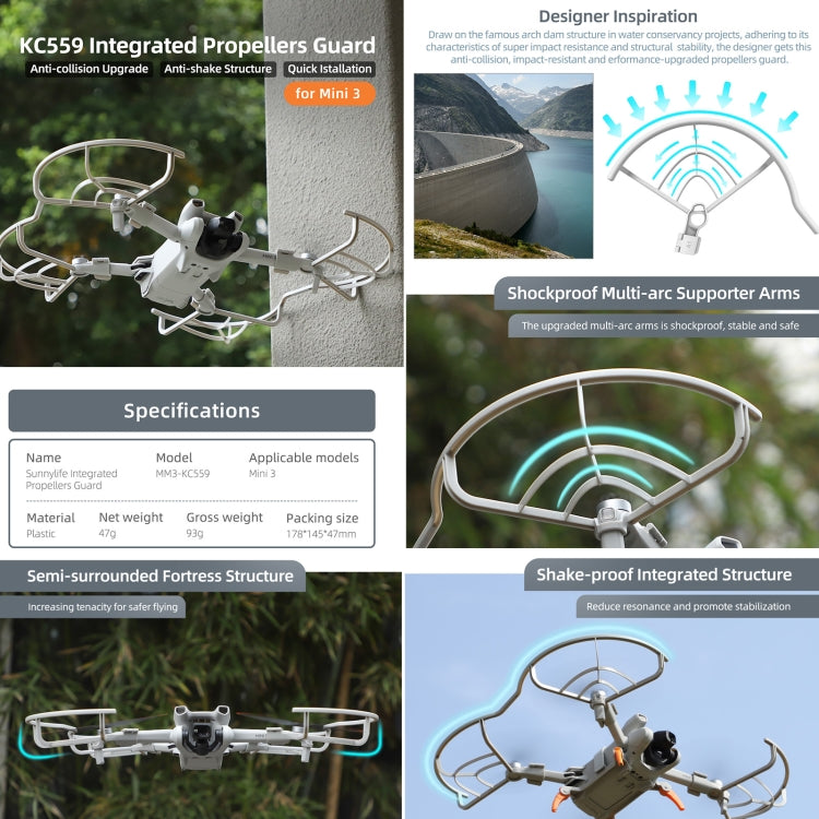 For DJI Mini 3 Sunnylife Drone Propeller Protective Guard Anti-collision Ring