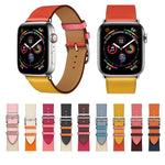 Two Color Single Loop Leather Wrist Strap Watchband for Apple Watch Series 3 & 2 & 1, 38mm Orange+Bright Blue, 42mm Orange+Bright Blue, 38mm Pink+Wine Red, 42mm Pink+Wine Red, 38mm Amber+Orange Red+Light Rose Red, 42mm Amber+Orange Red+Light Rose Red  ...