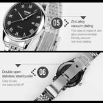 SKMEI 9058 Multifunctional Outdoor Fashion Waterproof Steel Strip Quartz Wrist Watch, Men Style Black, Men Style White, Men Style Blue, Women Style Black, Women Style White, Women Style Blue
