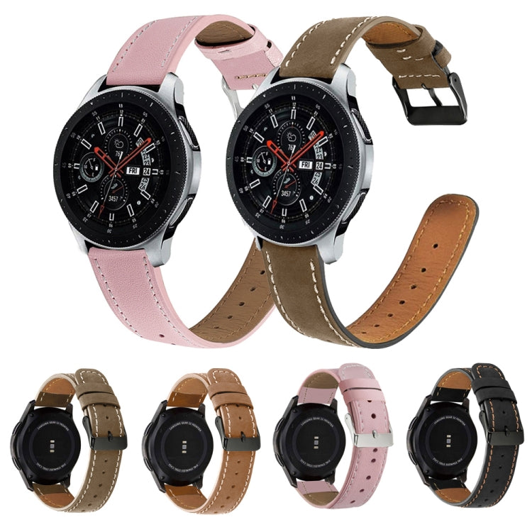 Rundes Armband aus echtem Leder als Ersatz für Samsung Galaxy Watch 3 (41 mm, 45 mm, 42 mm, 46 mm).