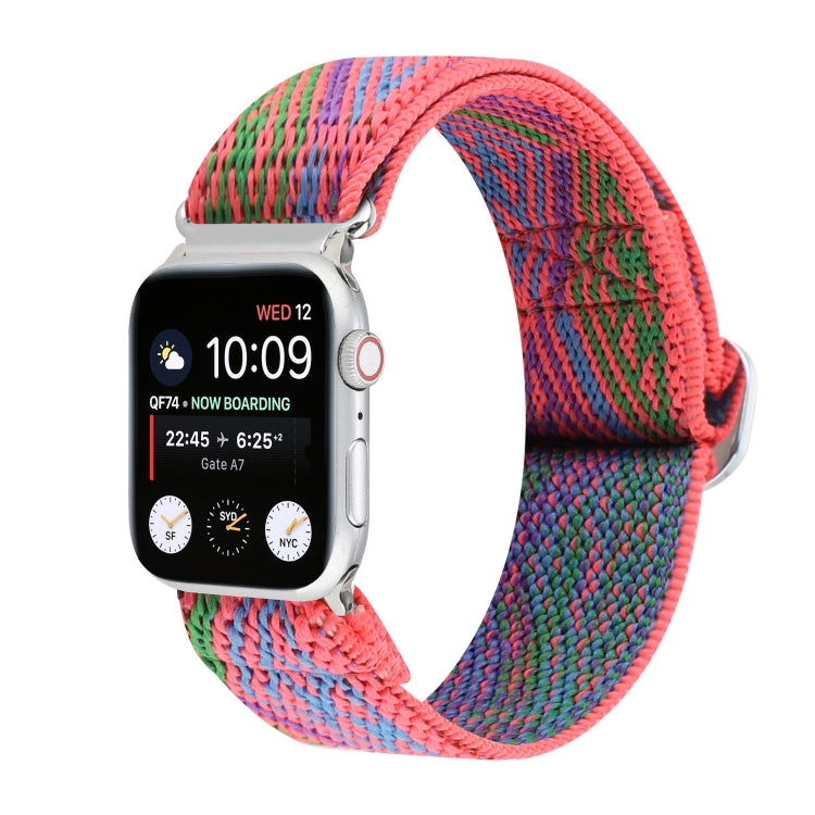 Metal Japanese Buckle Elastic Nylon Replacement Watchbands, For Apple Watch Series 7 45mm / 6 & SE & 5 & 4 44mm / 3 & 2 & 1 42mm, For Apple Watch Series 8&7 41mm / SE 2&6&SE&5&4 40mm / 3&2&1 38mm                                                         ...