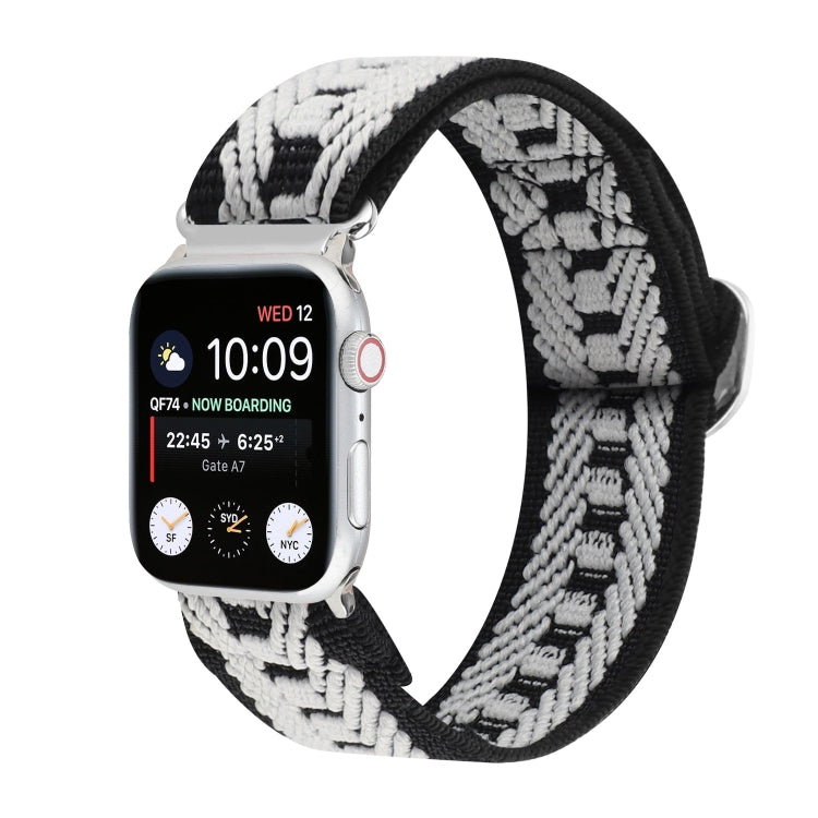 Metal Japanese Buckle Elastic Nylon Replacement Watchbands, For Apple Watch Series 7 45mm / 6 & SE & 5 & 4 44mm / 3 & 2 & 1 42mm, For Apple Watch Series 8&7 41mm / SE 2&6&SE&5&4 40mm / 3&2&1 38mm                                                         ...