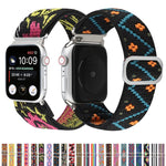 Metal Japanese Buckle Elastic Nylon Replacement Watchbands, For Apple Watch Series 7 45mm / 6 & SE & 5 & 4 44mm / 3 & 2 & 1 42mm, For Apple Watch Series 8&7 41mm / SE 2&6&SE&5&4 40mm / 3&2&1 38mm                                                         ...