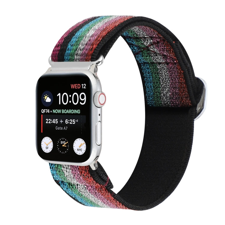 Metal Japanese Buckle Elastic Nylon Replacement Watchbands, For Apple Watch Series 7 45mm / 6 & SE & 5 & 4 44mm / 3 & 2 & 1 42mm, For Apple Watch Series 8&7 41mm / SE 2&6&SE&5&4 40mm / 3&2&1 38mm                                                         ...