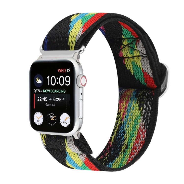 Metal Japanese Buckle Elastic Nylon Replacement Watchbands, For Apple Watch Series 7 45mm / 6 & SE & 5 & 4 44mm / 3 & 2 & 1 42mm, For Apple Watch Series 8&7 41mm / SE 2&6&SE&5&4 40mm / 3&2&1 38mm                                                         ...