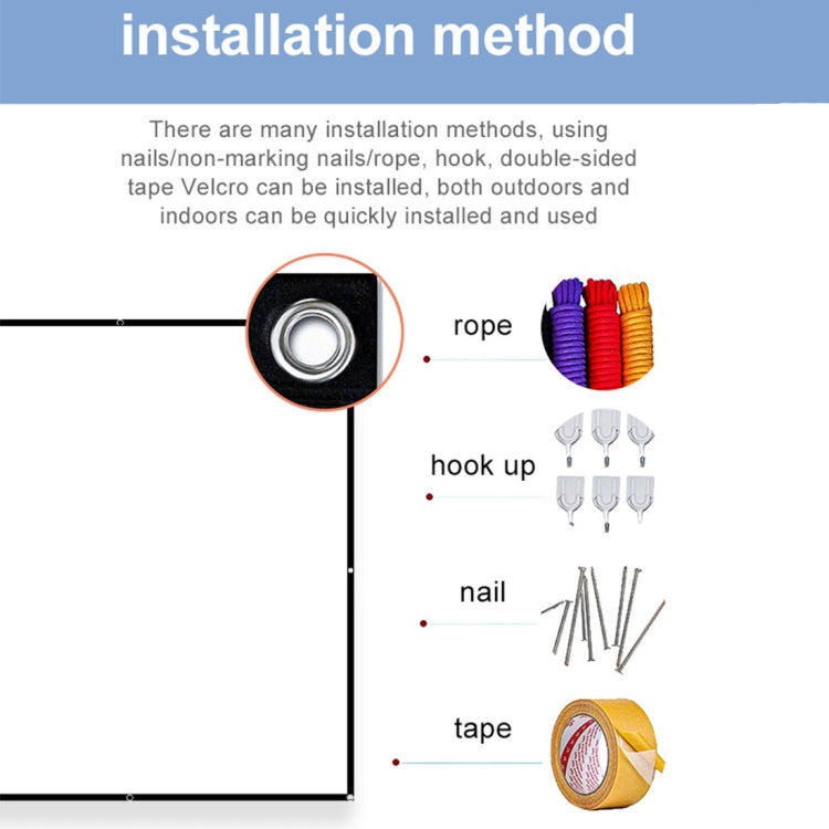 Folding Milk Silk Polyester Projector Film Curtain, 60 inch (16:9) Projection Area: 133 x 75cm, 60 inch (4:3) Projection Area: 120 x 90cm, 72 inch (16:9) Projection Area: 159 x 90cm, 72 inch (4:3) Projection Area: 146 x 110cm                           ...