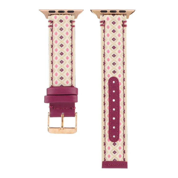 Ethnic Leather Watchband For Apple Watch Series 6 & SE & 5 & 4 40mm / 3 & 2 & 1 38mm, For Apple Watch Series 7 41mm / 6 & SE & 5 & 4 40mm / 3 & 2 & 1 38mm