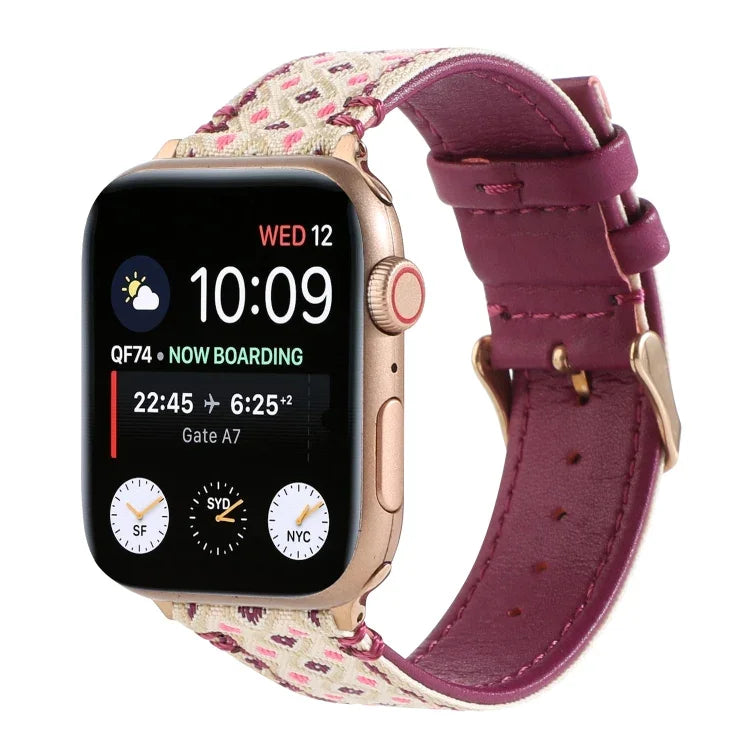 Ethnic Leather Watchband For Apple Watch Series 6 & SE & 5 & 4 40mm / 3 & 2 & 1 38mm, For Apple Watch Series 7 41mm / 6 & SE & 5 & 4 40mm / 3 & 2 & 1 38mm
