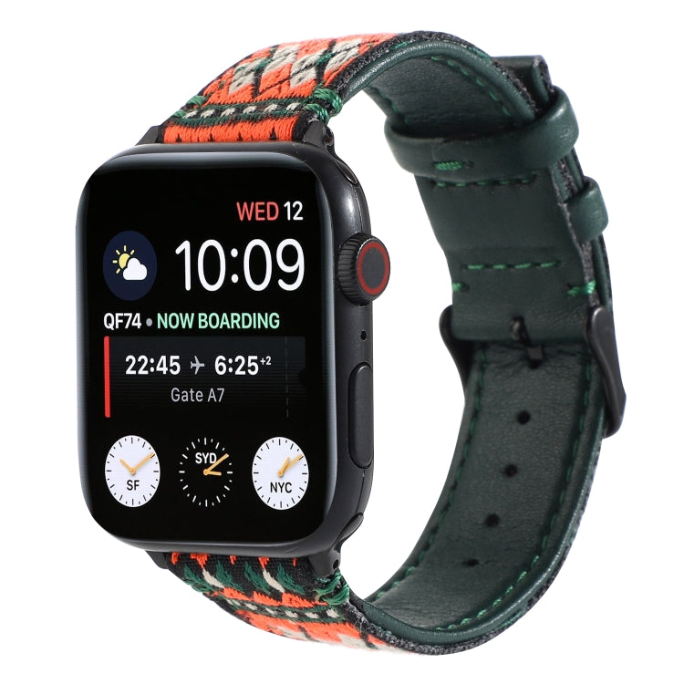 Ethnic Leather Watchband For Apple Watch Series 6 & SE & 5 & 4 40mm / 3 & 2 & 1 38mm, For Apple Watch Series 7 41mm / 6 & SE & 5 & 4 40mm / 3 & 2 & 1 38mm