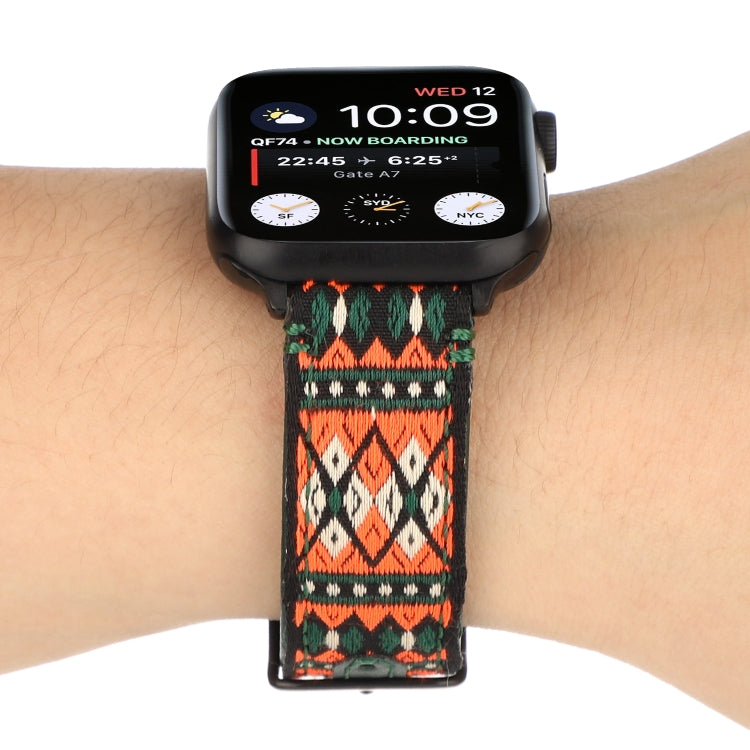 Ethnic Leather Watchband For Apple Watch Series 6 & SE & 5 & 4 40mm / 3 & 2 & 1 38mm, For Apple Watch Series 7 41mm / 6 & SE & 5 & 4 40mm / 3 & 2 & 1 38mm