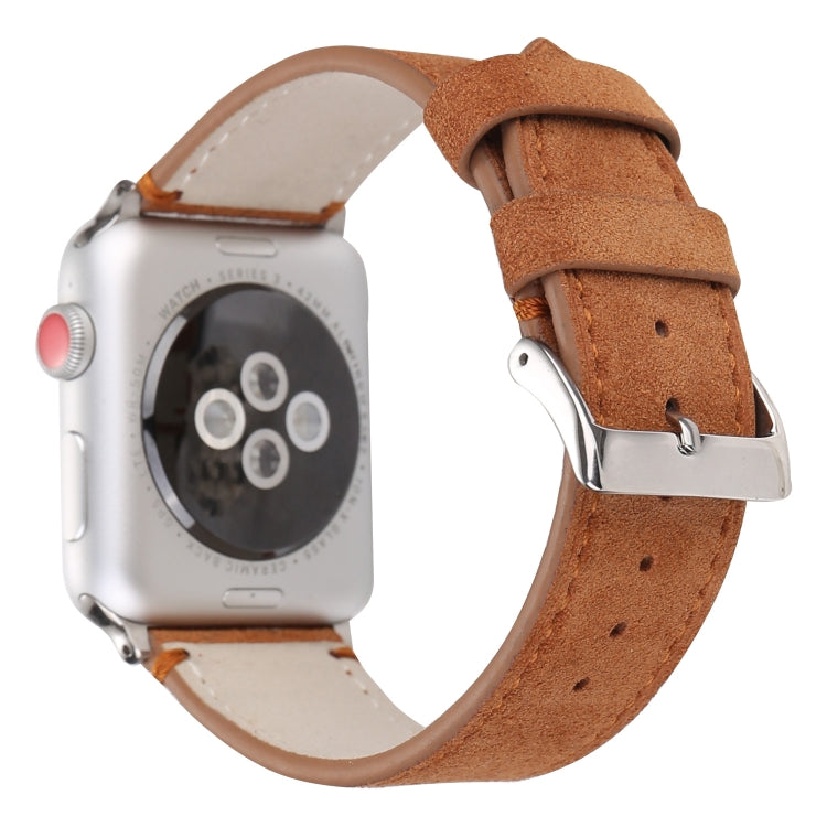 Frosted Genuine Leather Watchband For Apple Watch Series 6 & SE & 5 & 4 40mm / 3 & 2 & 1 38mm, For Apple Watch Series 7 41mm / 6 & SE & 5 & 4 40mm / 3 & 2 & 1 38mm