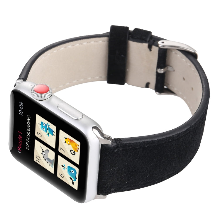 Frosted Genuine Leather Watchband For Apple Watch Series 6 & SE & 5 & 4 40mm / 3 & 2 & 1 38mm, For Apple Watch Series 7 41mm / 6 & SE & 5 & 4 40mm / 3 & 2 & 1 38mm