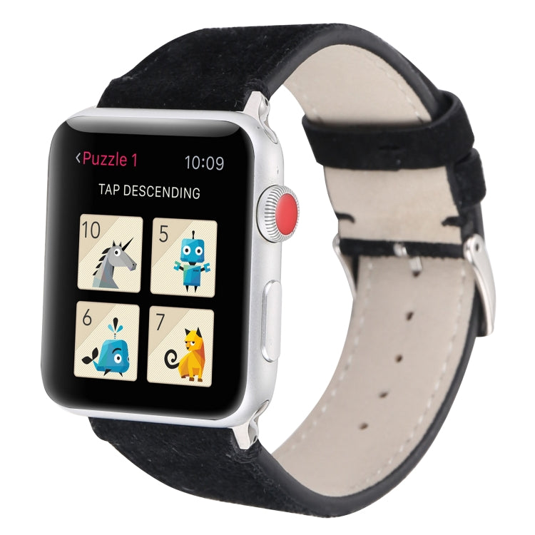 Frosted Genuine Leather Watchband For Apple Watch Series 6 & SE & 5 & 4 40mm / 3 & 2 & 1 38mm, For Apple Watch Series 7 41mm / 6 & SE & 5 & 4 40mm / 3 & 2 & 1 38mm