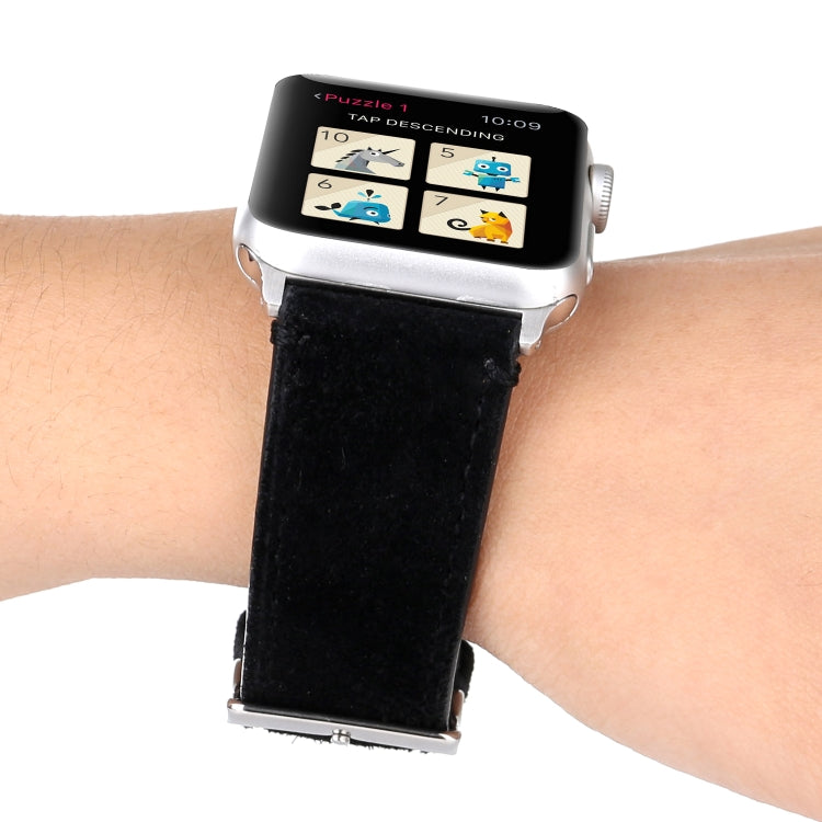 Frosted Genuine Leather Watchband For Apple Watch Series 6 & SE & 5 & 4 40mm / 3 & 2 & 1 38mm, For Apple Watch Series 7 41mm / 6 & SE & 5 & 4 40mm / 3 & 2 & 1 38mm